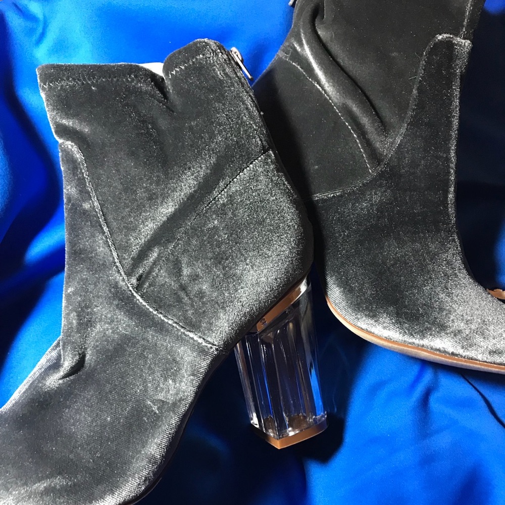 Grey clear heeled ankle boots Size 10 - Picture 2 of 6
